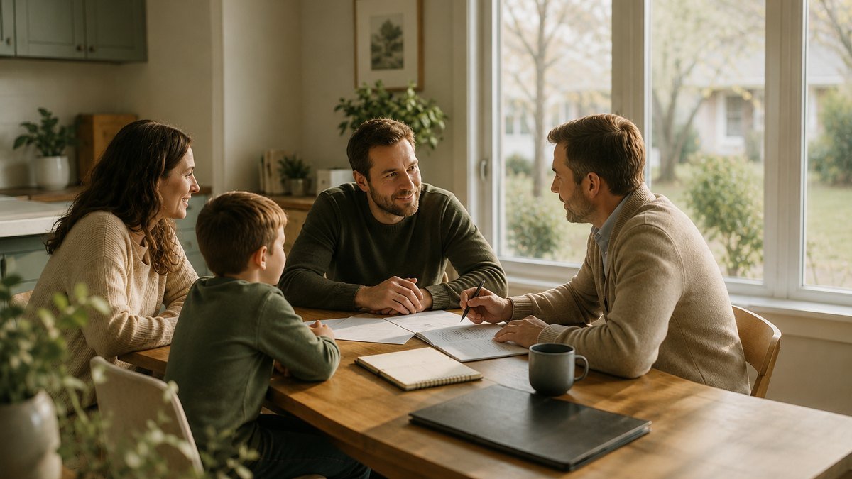 Conseiller en securite financiere en discussion avec une cliente a une table de travail